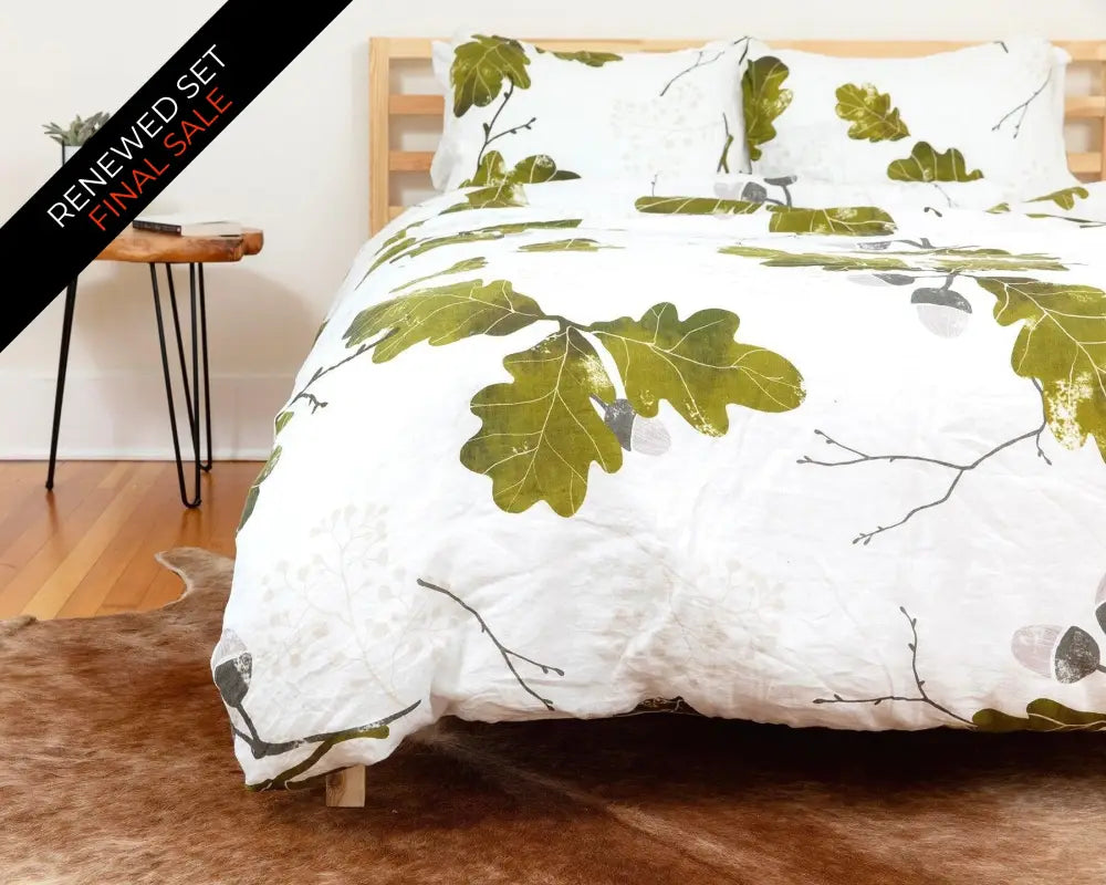 European Linen Duvet Cover Set | Agern Print | Renewed - Twin / Standard - Duvet Cover Set
