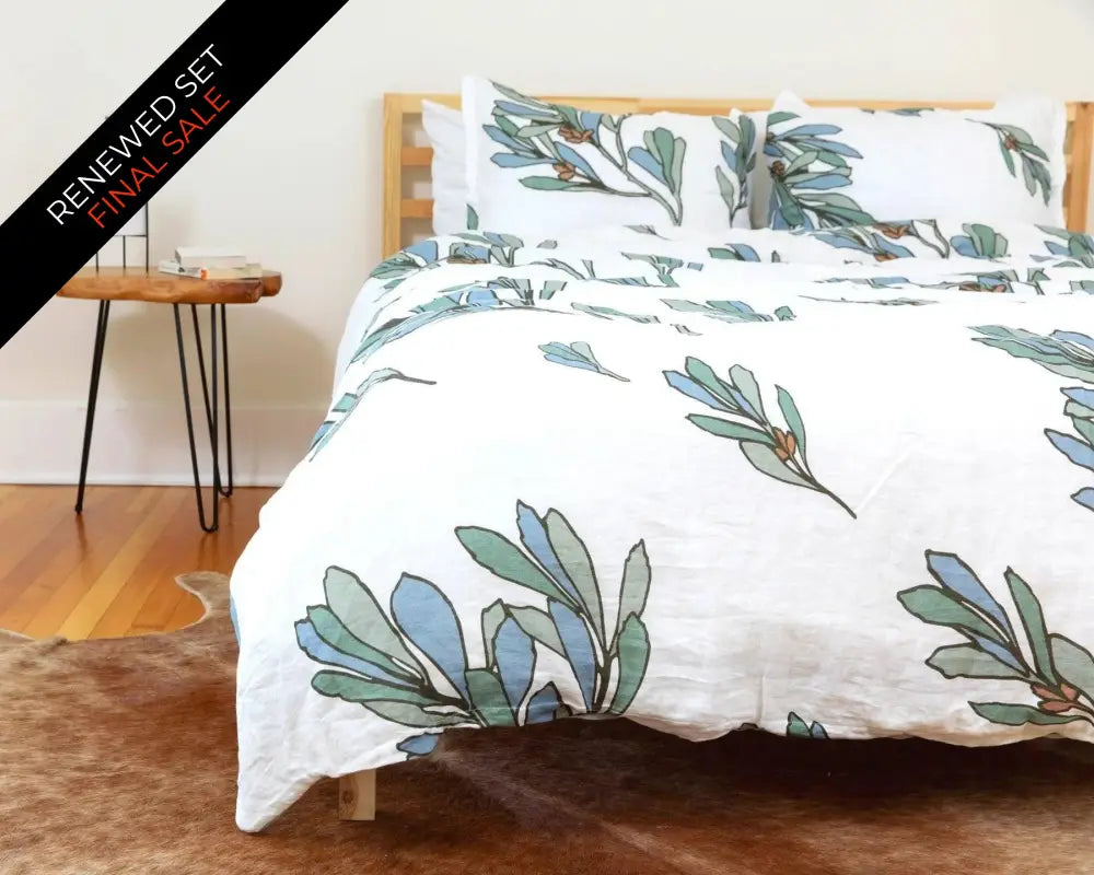 European Linen Duvet Cover Set | Porse Print | Renewed - Euro Single / Standard - Duvet Cover Set