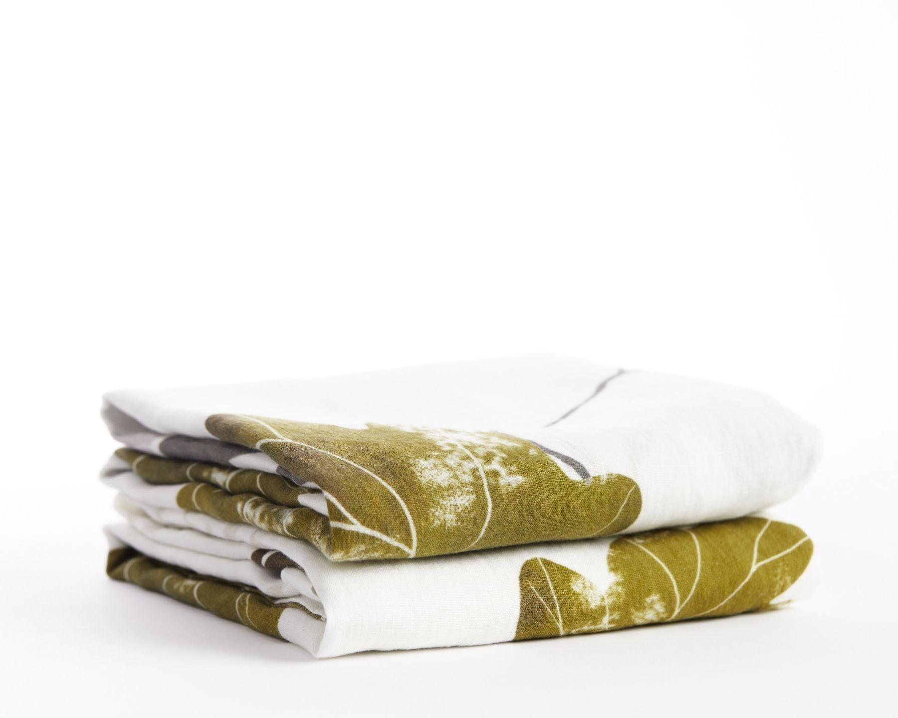 Organic European linen pillowcases with acorn design - Standard/King