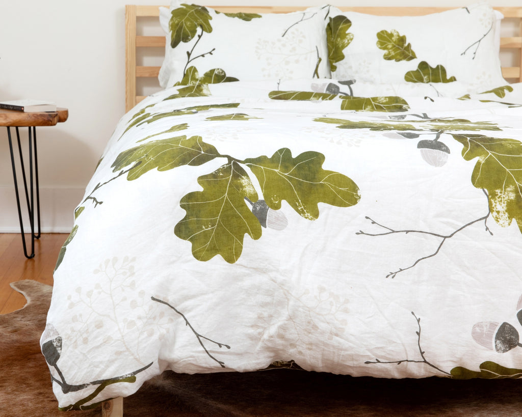 European Linen Duvet Cover Set Agern Print