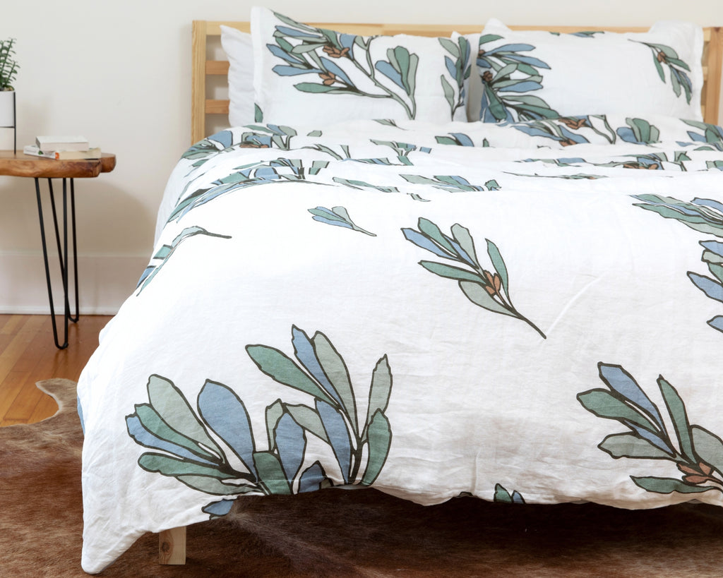 European Linen Duvet Cover Set Porse Print
